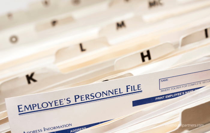 Employer filing cabinet alphabetised 